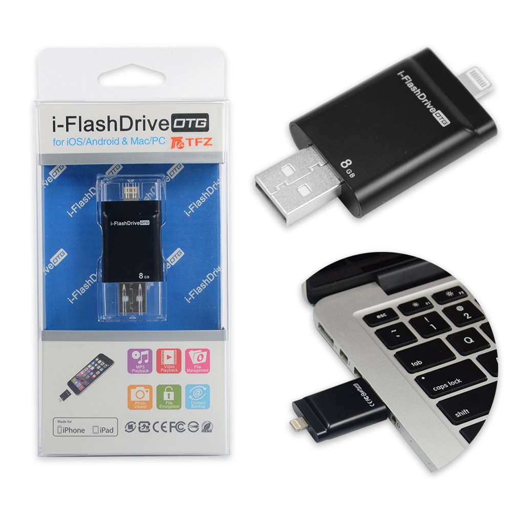 i flash drive 16 gb OTG usb flash drive for iPhone 5/ 5S/6/iPad mini/iPad air black