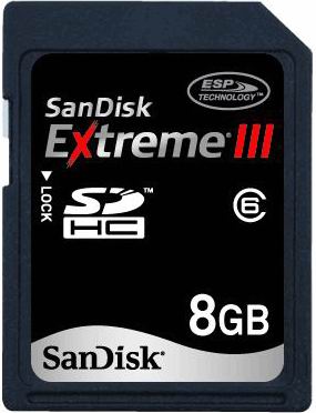 SanDisk Extreme III 8GB SDHC Card