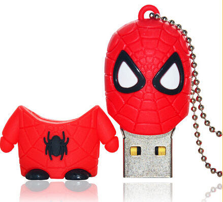 Chiristmas Gift Custom Cartoon USB 2.0 Stick Spiderman USB Flash Drive 16GB