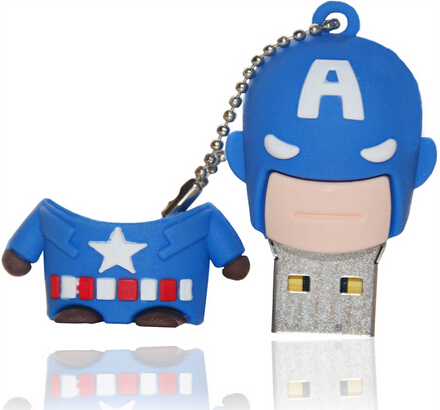 New 16GB 64GB Cartoon Animal Captain America USB Flash Drive