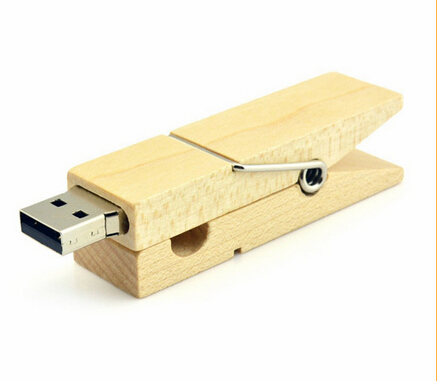 Wooden clothespin shape 1-64gb usb stick